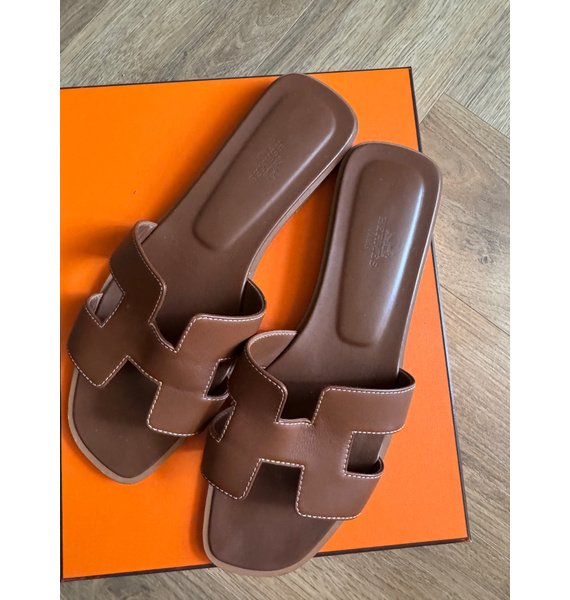 Шлепки • Hermès • Коричневый