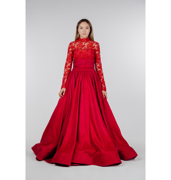 Платье • Marchesa • Бордовый