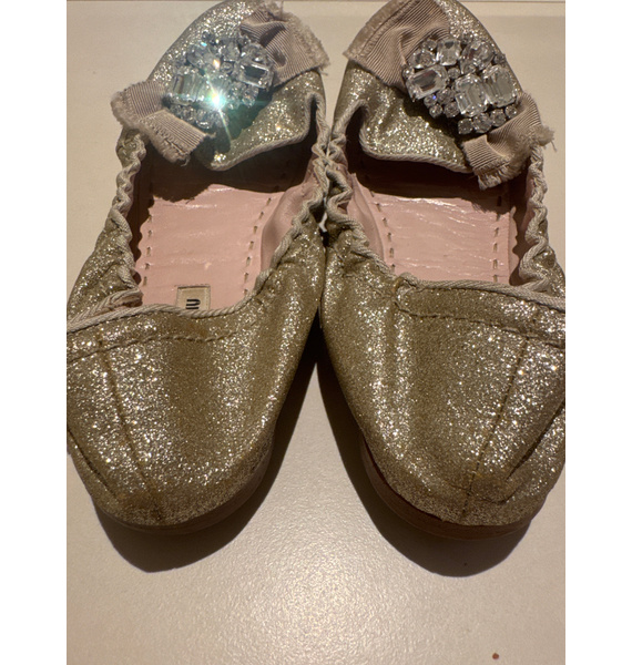 Балетки • Miu Miu • Золотой