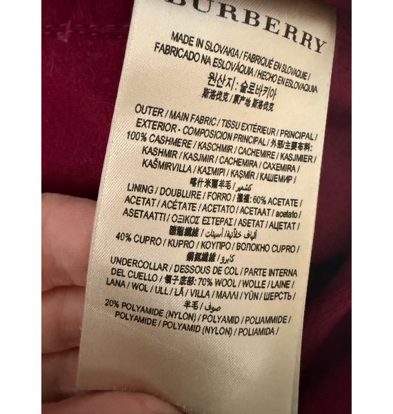 Пальто • Burberry • Бордовый