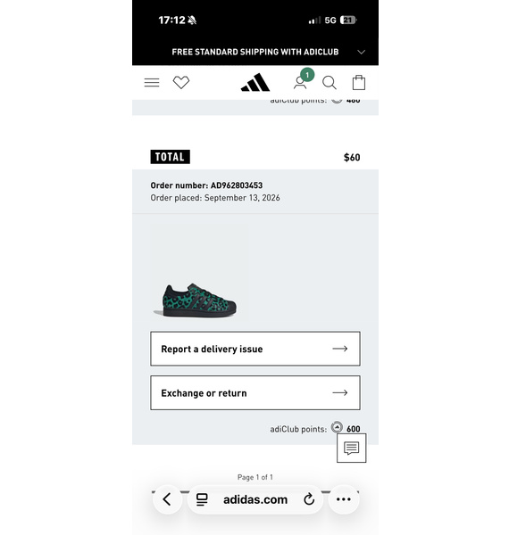 Кроссовки • adidas • Черный