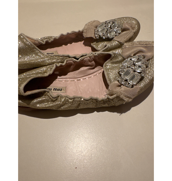 Балетки • Miu Miu • Золотой