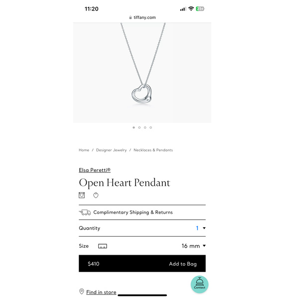 Кулон • Tiffany & Co. • Серебряный